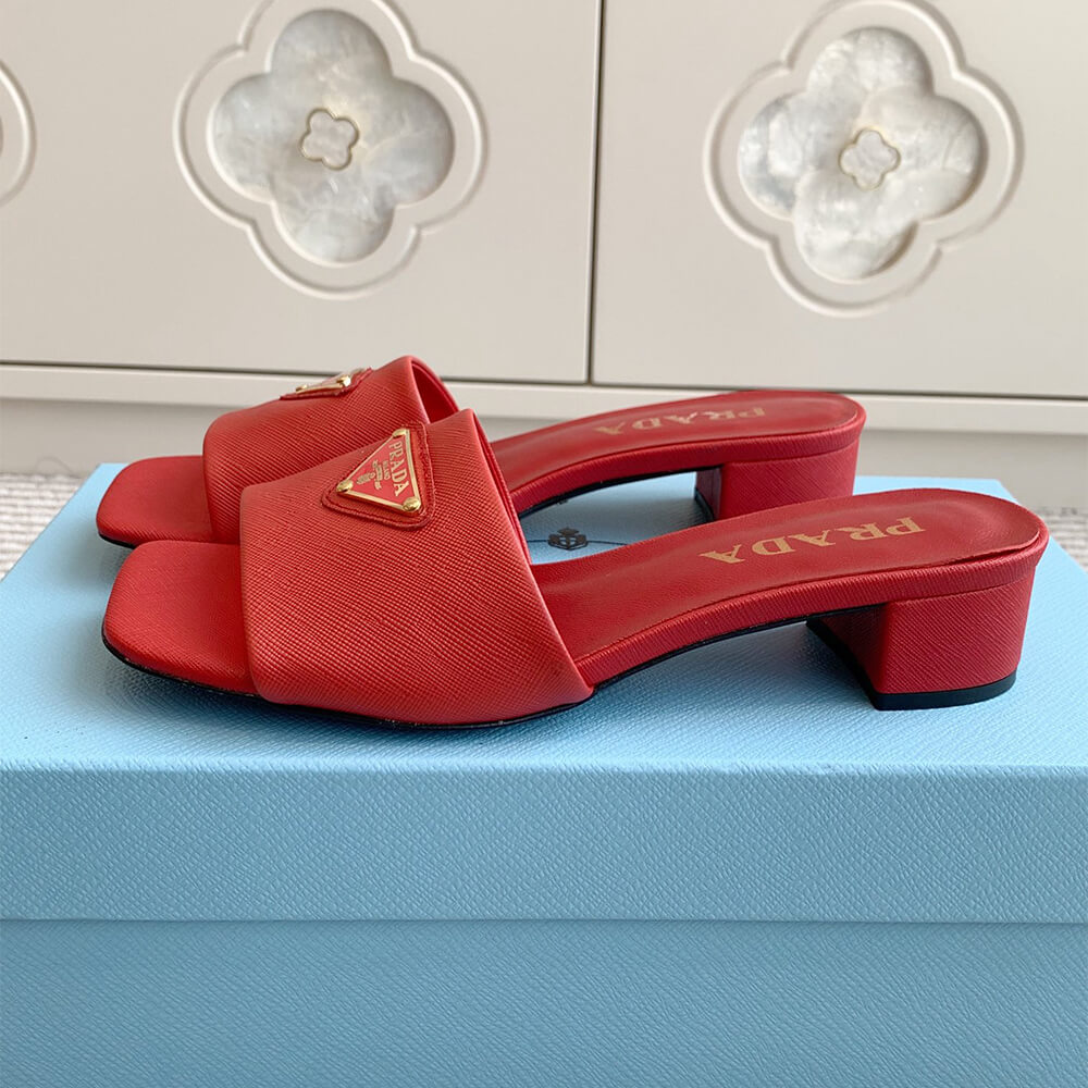 Pra*a Saffiano patent leather sandals