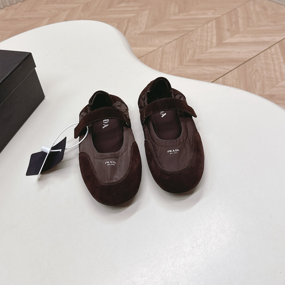 Pra*a Re-Nylon and suede ballet flats