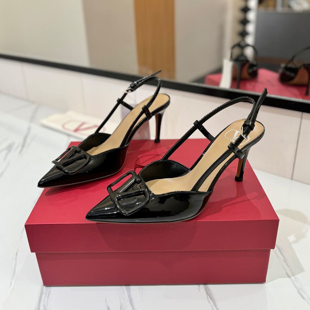 Va1e*ntin0 VLOGO SIGNATURE patent leather lace-up high heels (heel height 8 cm)