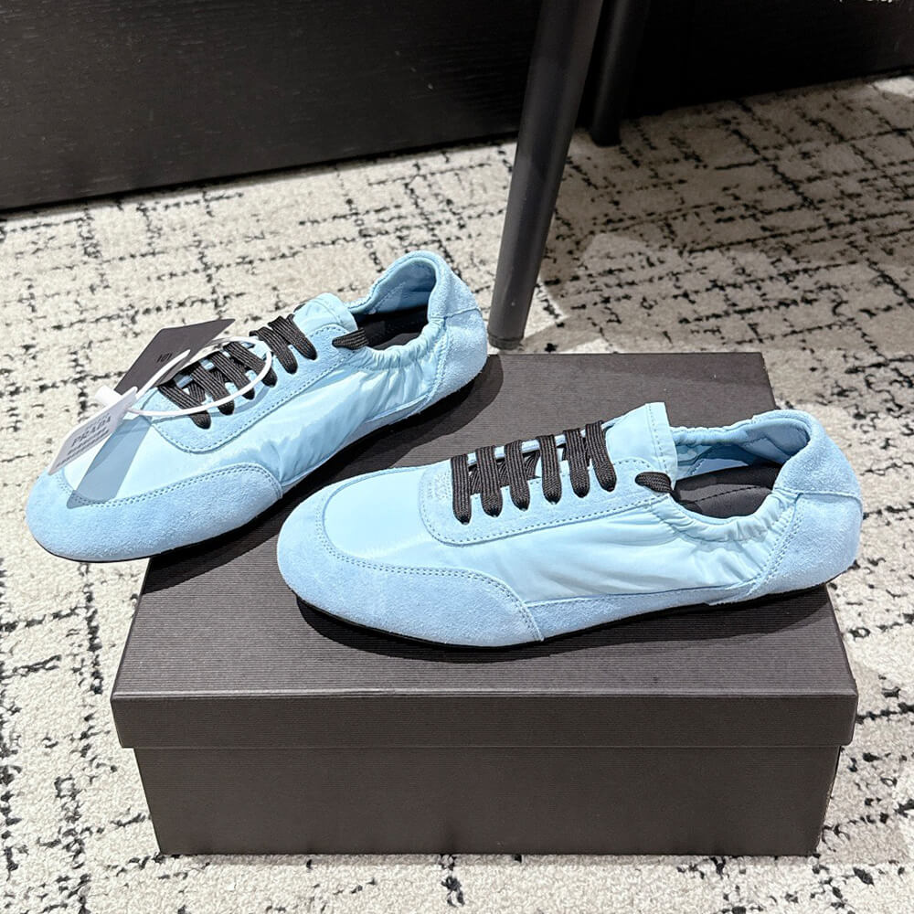Pra*a Collapse Re-Nylon and suede elasticized sneakers