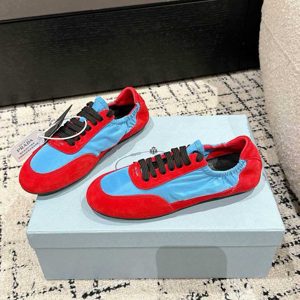 Pra*a Collapse Re-Nylon and suede elasticized sneakers