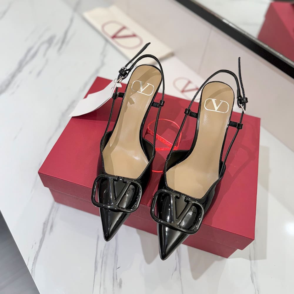 Va1e*ntin0 VLOGO SIGNATURE patent leather lace-up high heels (heel height 8 cm)
