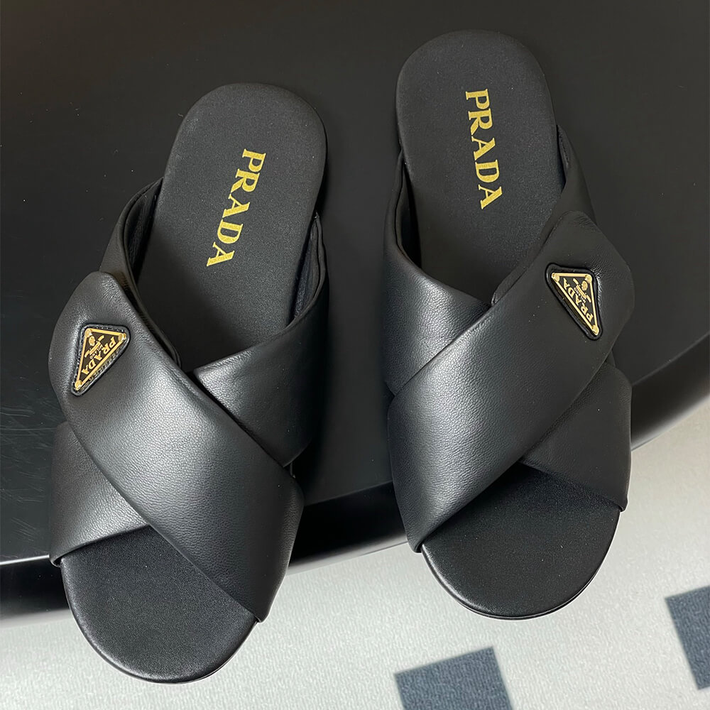 Pra*a Padded nappa leather slides