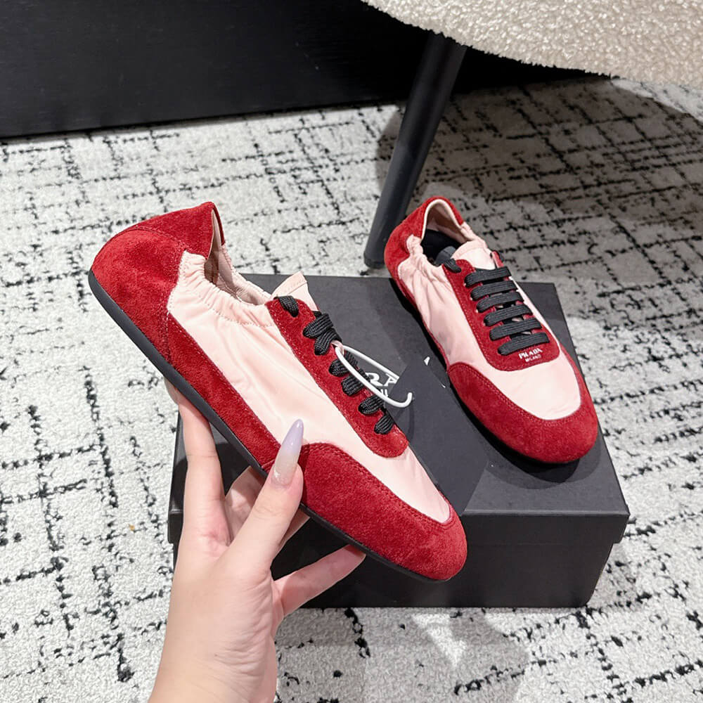 Pra*a Collapse Re-Nylon and suede elasticized sneakers