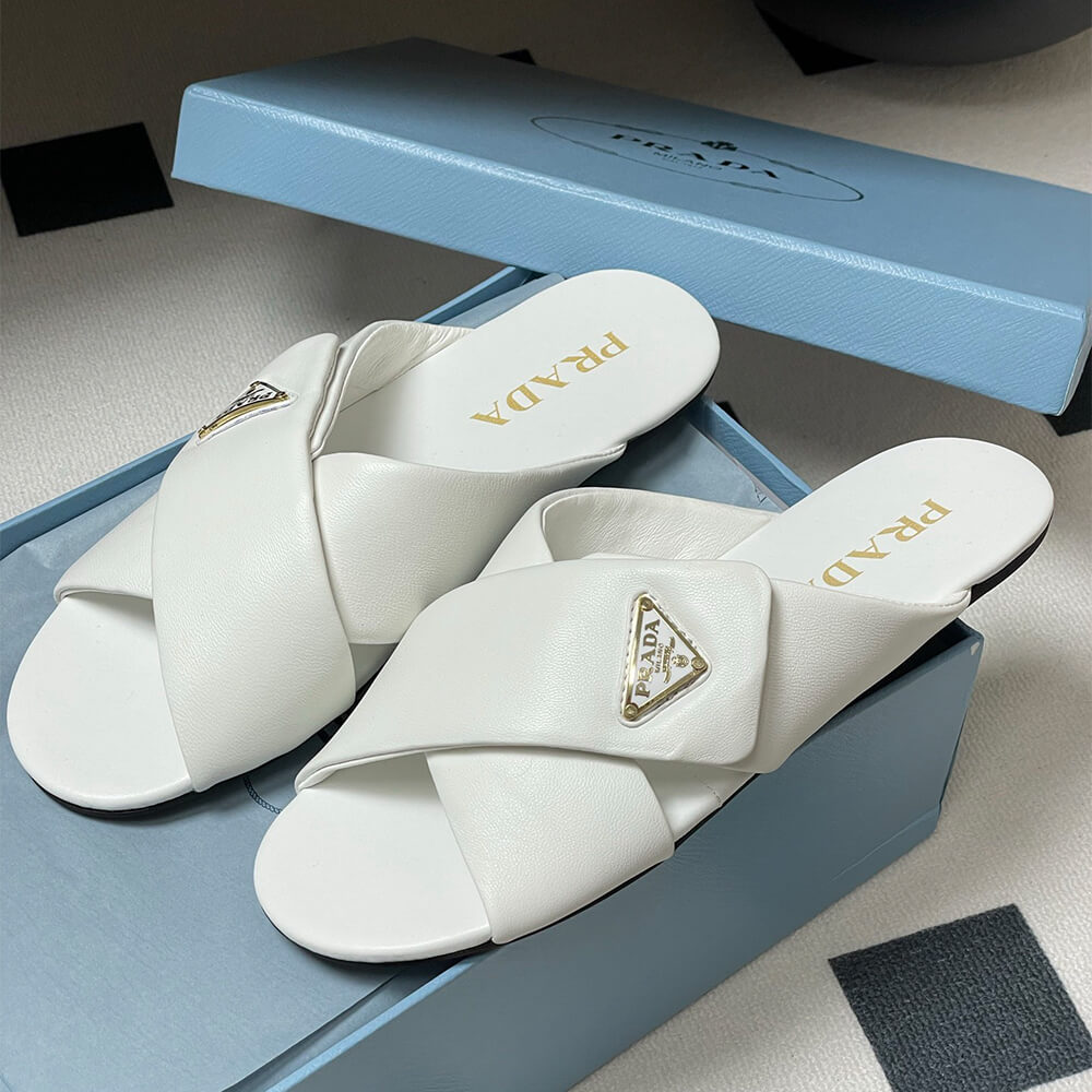 Pra*a Padded nappa leather slides