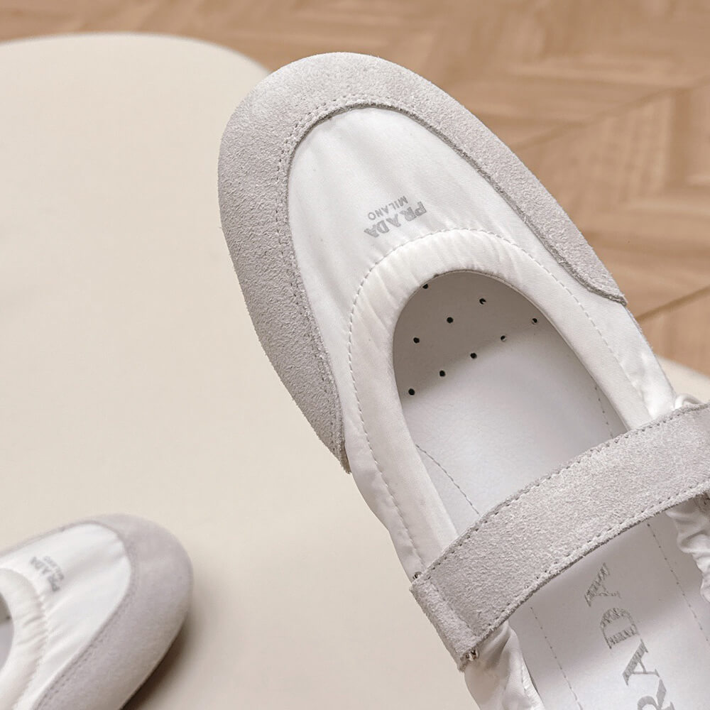 Pra*a Re-Nylon and suede ballet flats
