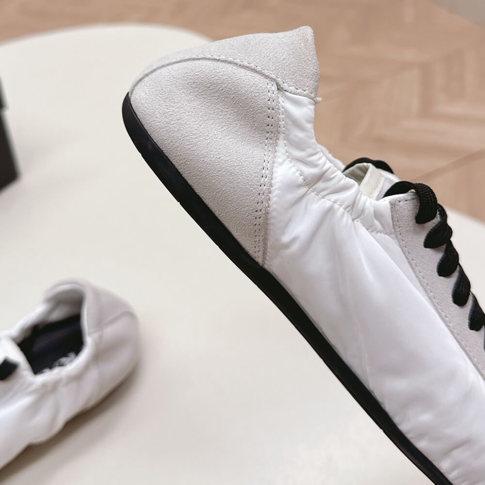 Pra*a Collapse Re-Nylon and suede sneakers with metal toecap