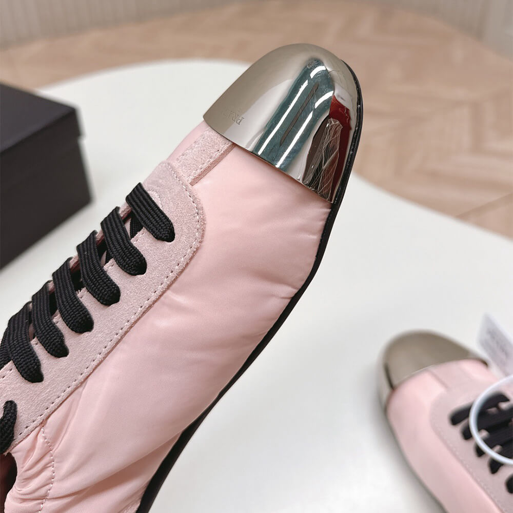 Pra*a Collapse Re-Nylon and suede sneakers with metal toecap