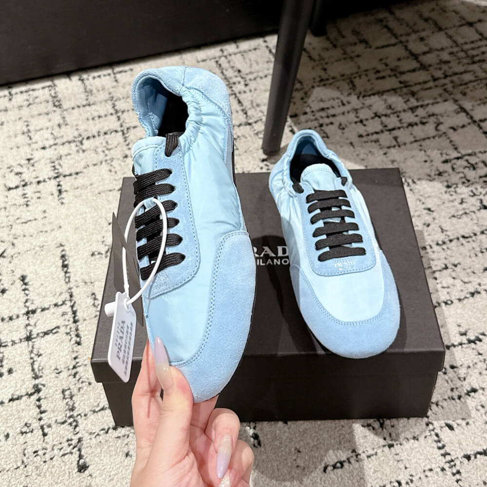 Pra*a Collapse Re-Nylon and suede elasticized sneakers