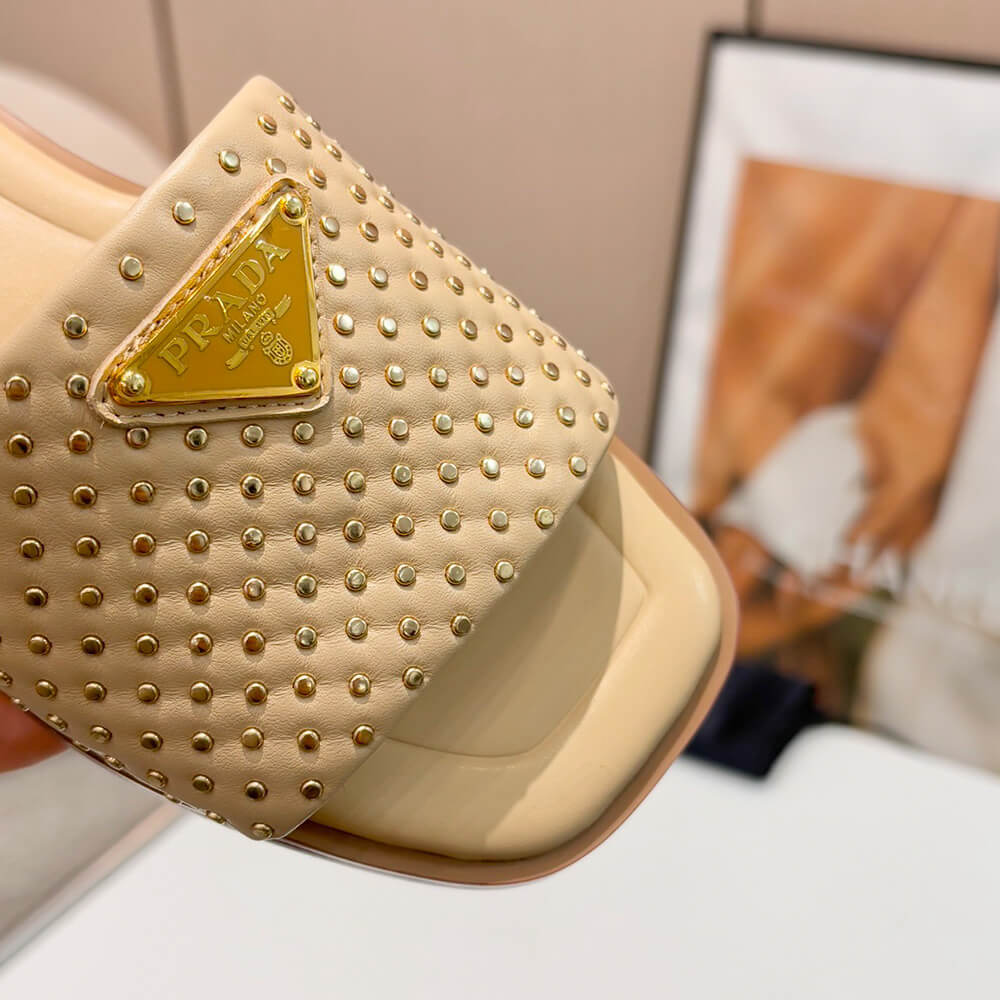 Pra*a Nappa leather slides with studs