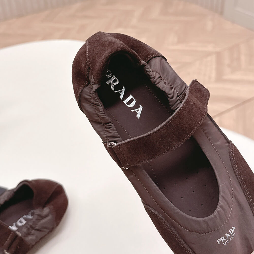 Pra*a Re-Nylon and suede ballet flats