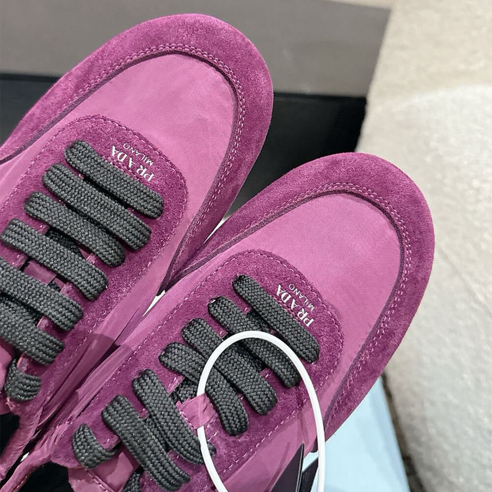 Pra*a Collapse Re-Nylon and suede sneakers