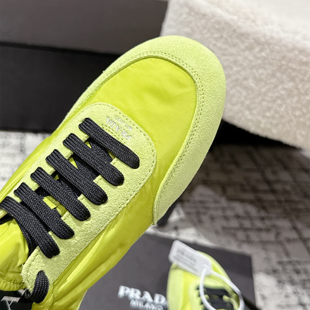 Pra*a Collapse Re-Nylon and suede elasticized sneakers