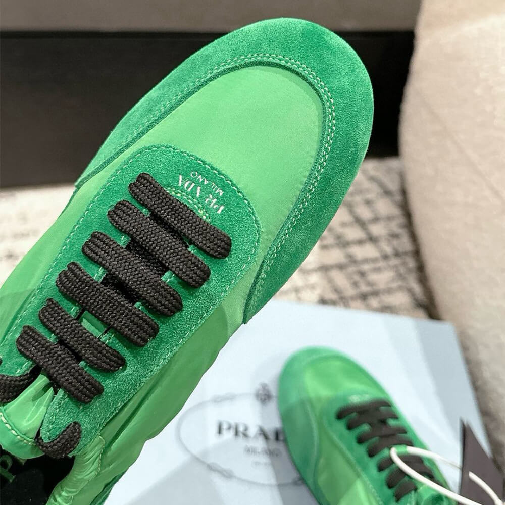 Pra*a Collapse Re-Nylon and suede elasticized sneakers