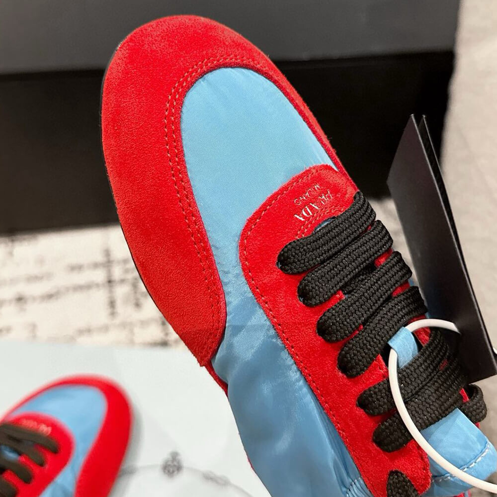 Pra*a Collapse Re-Nylon and suede elasticized sneakers