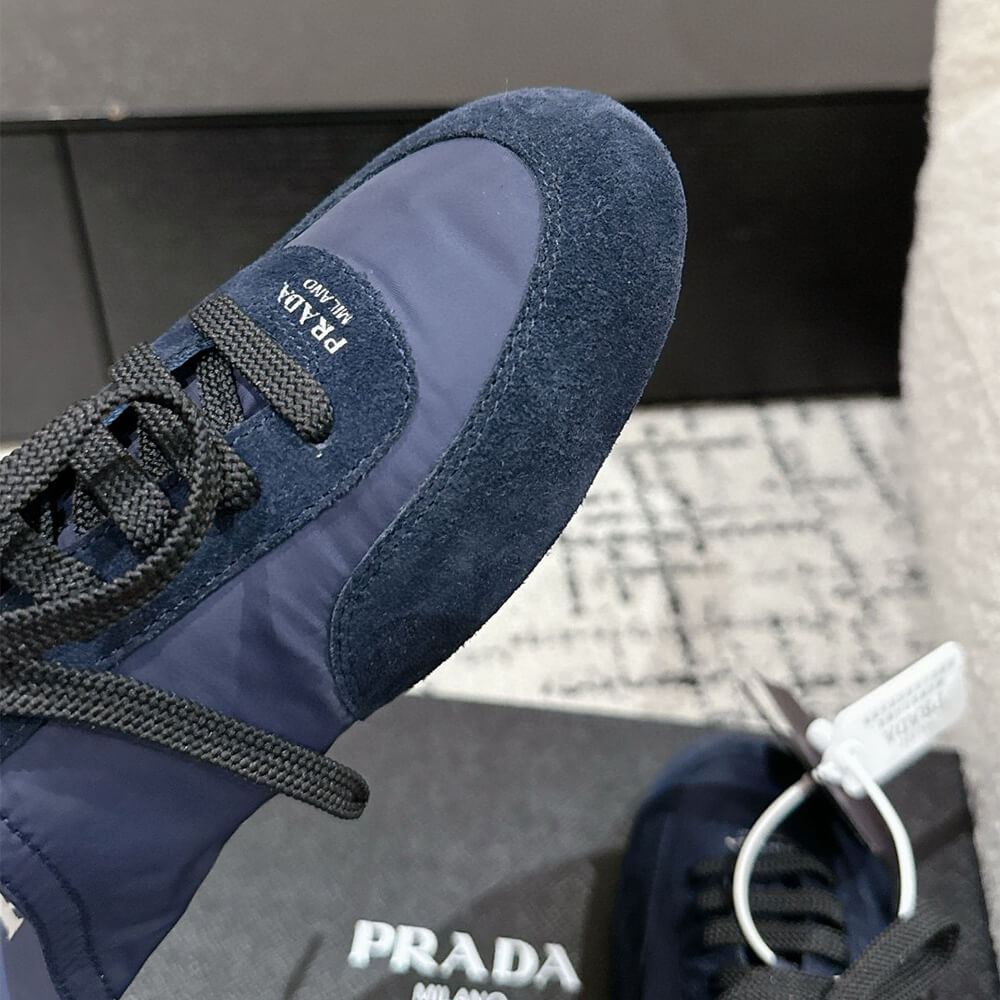 Pra*a Collapse Re-Nylon and suede mules