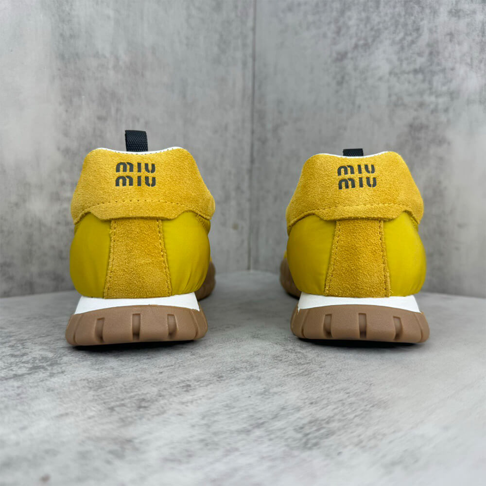 M1um1u Tyre technical fabric and suede sneakers