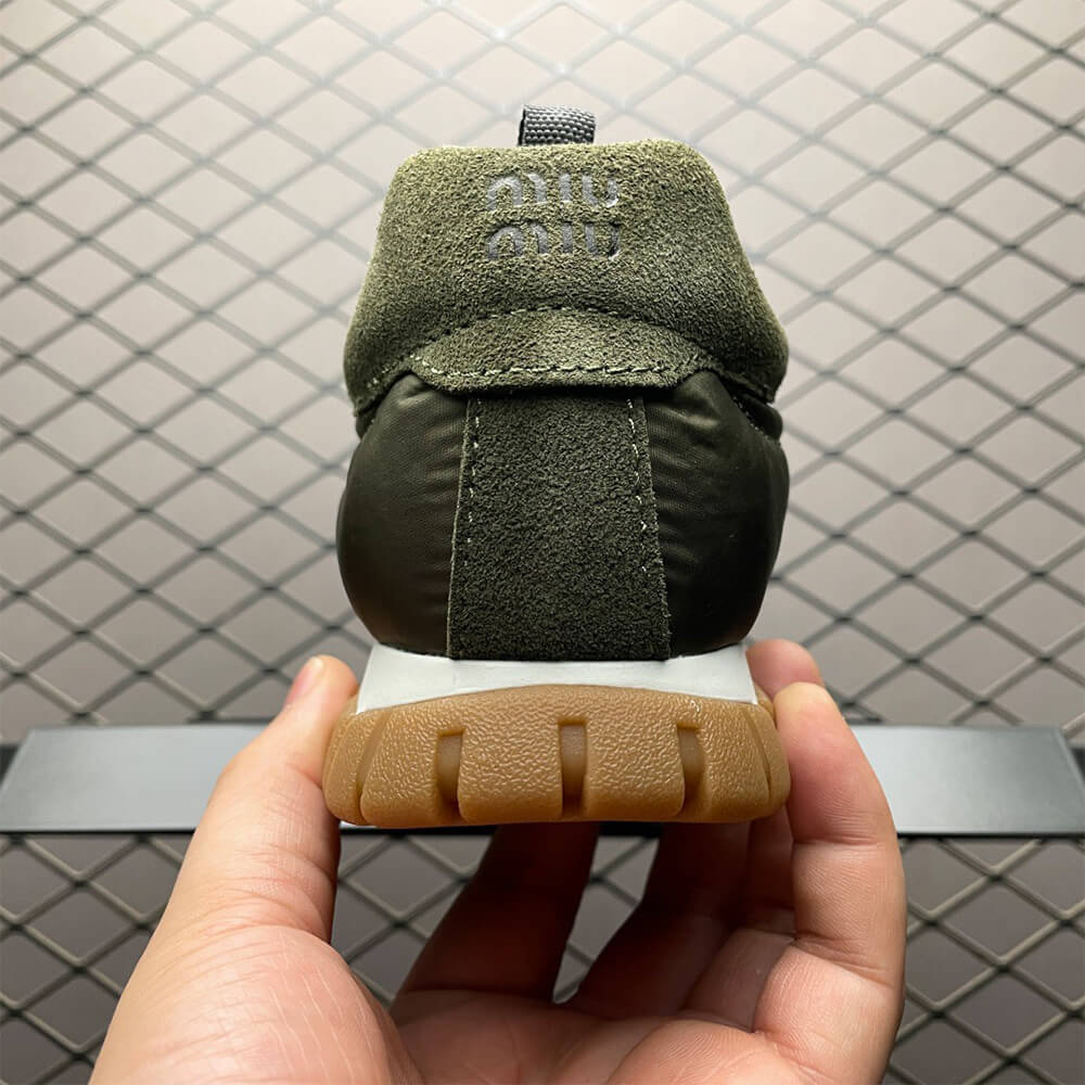 M1um1u Tyre technical fabric and suede sneakers