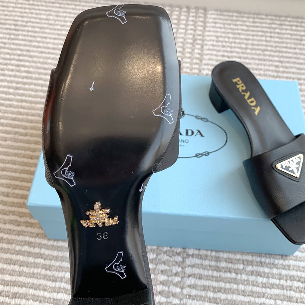 Pra*a Saffiano patent leather sandals