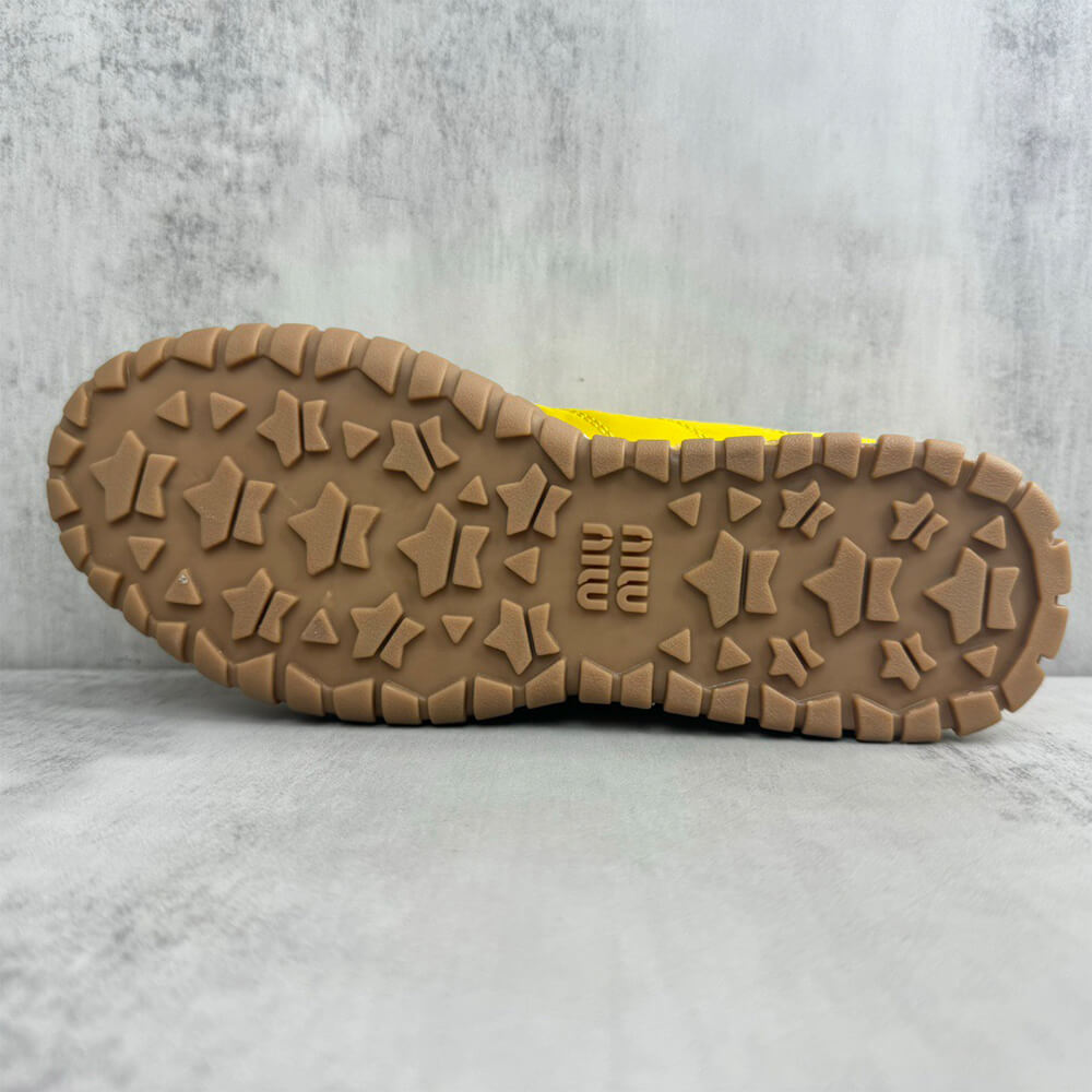 M1um1u Tyre technical fabric and suede sneakers