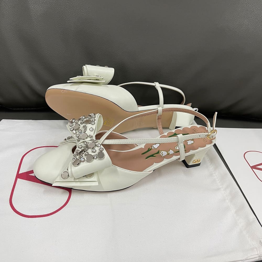 Va1e*ntin0 BOWOW crystal-embellished sheepskin high heels (heel height 4.5 cm)