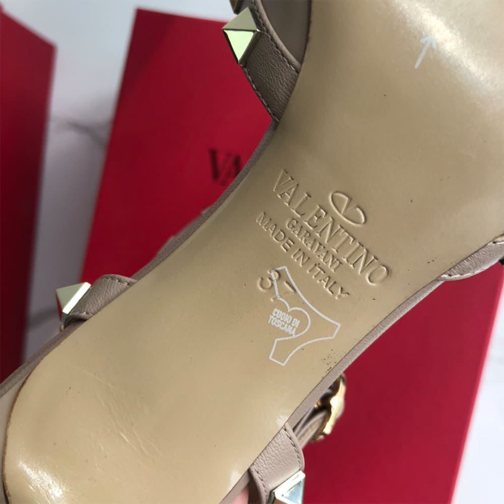 Va1e*ntin0 ROCKSTUD Wrap-around ankle strap rivet high heels (heel height 6.5 cm)