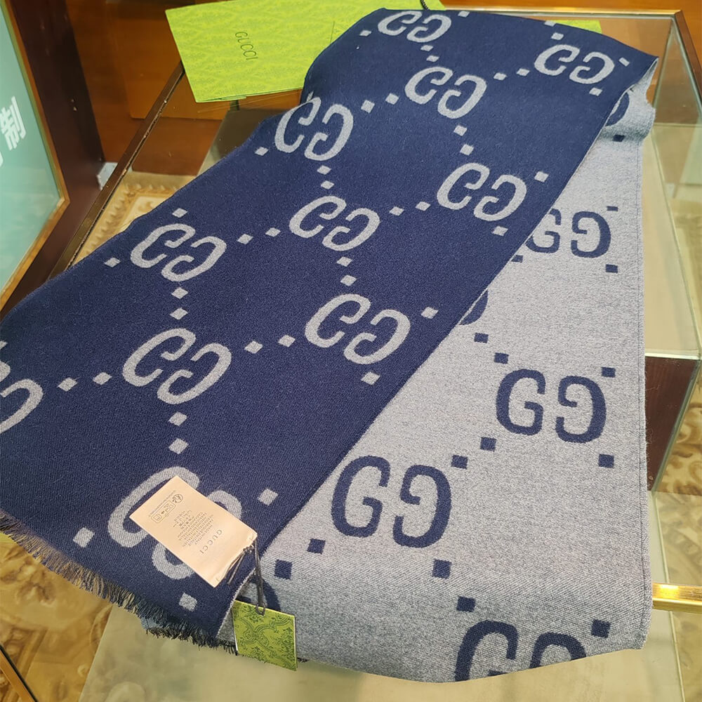 Gvc*1 GG jacquard wool and mulberry silk blend scarf