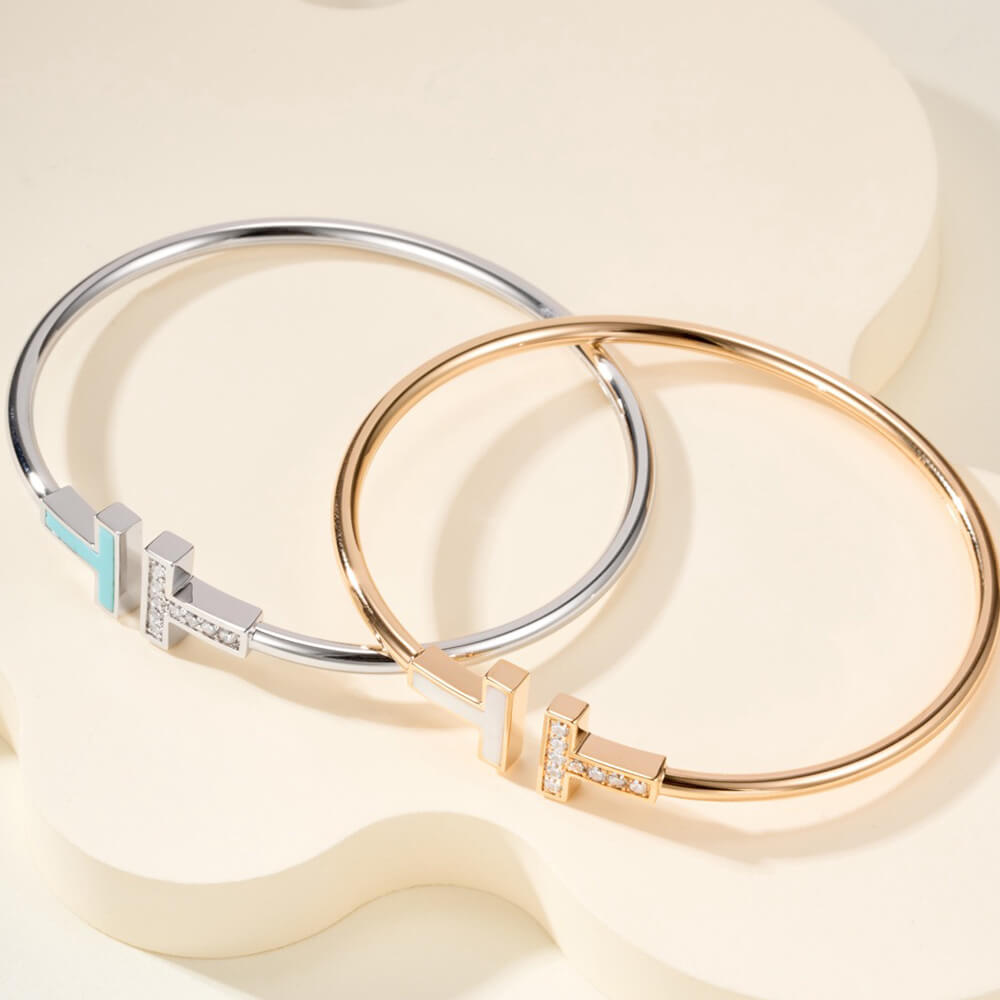 T*f*ny T D1am0nd and Turquoise Wire Bracelet(HIGH-END GRADE)