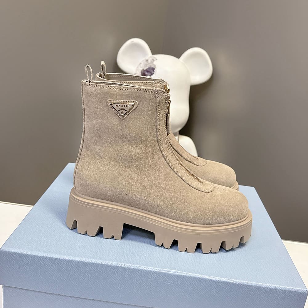 Pra*a Suede booties with zip