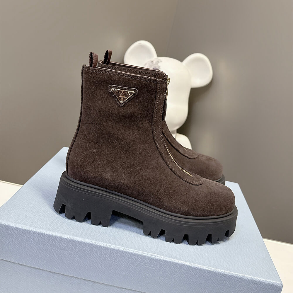 Pra*a Suede booties with zip