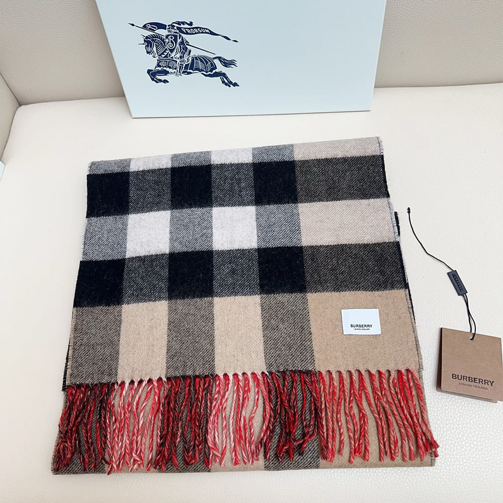 Bv*b*rry Reversible Check And Monogram Cashmere Scarf