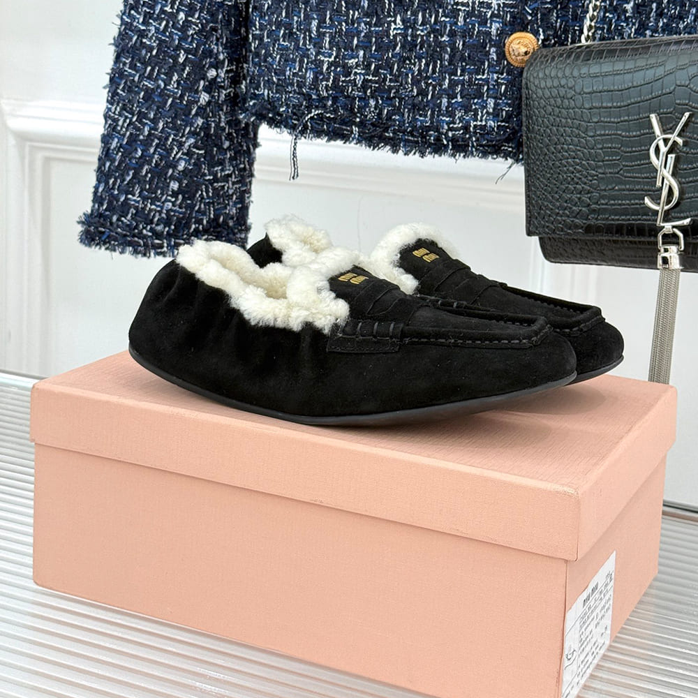 M1um1u Ruches suede loafers