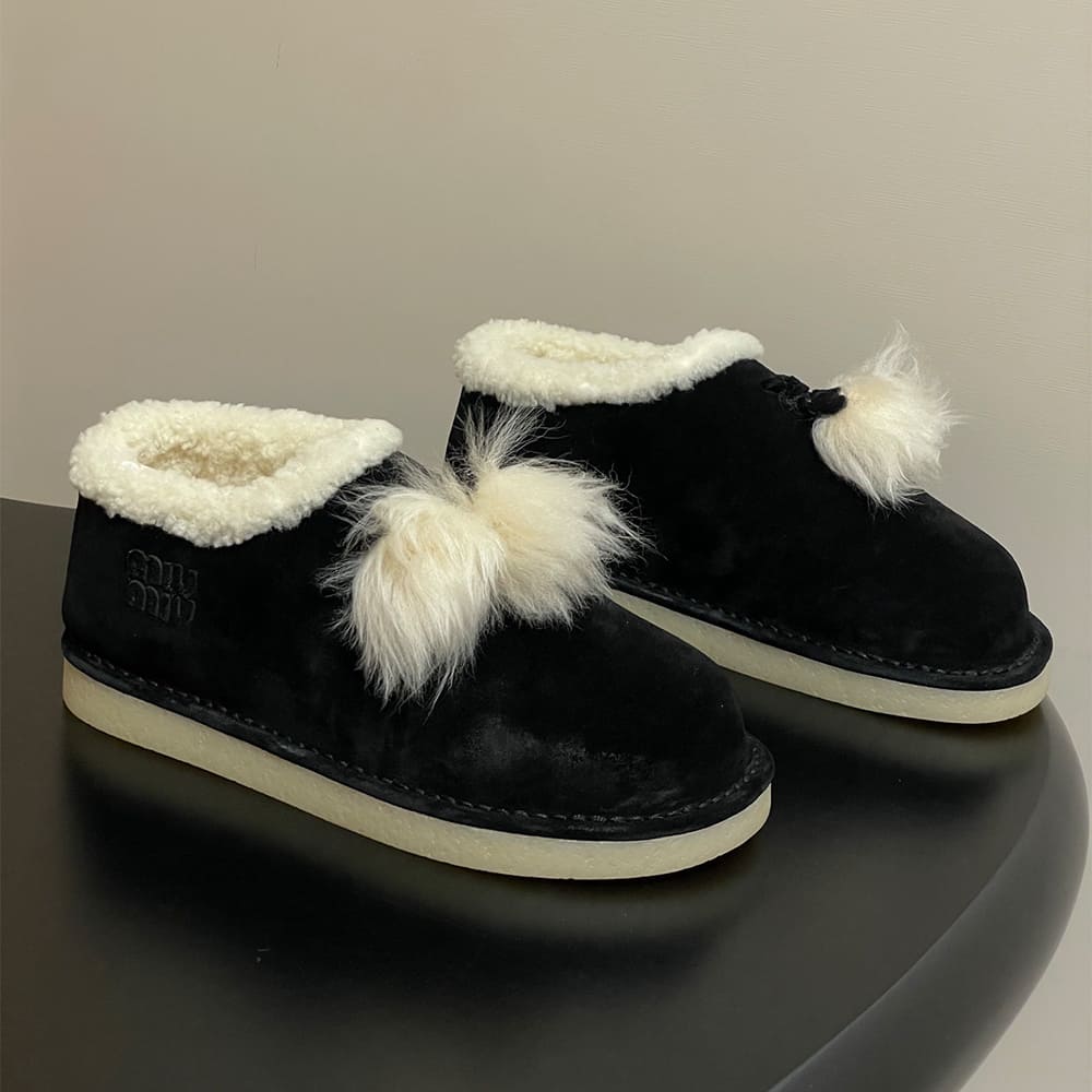 M1um1u Suede and shearling mules