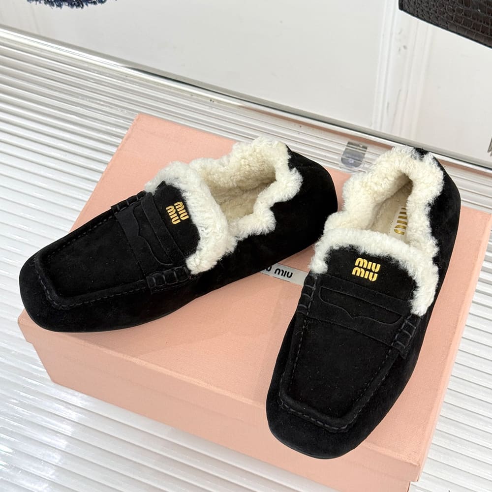 M1um1u Ruches suede loafers