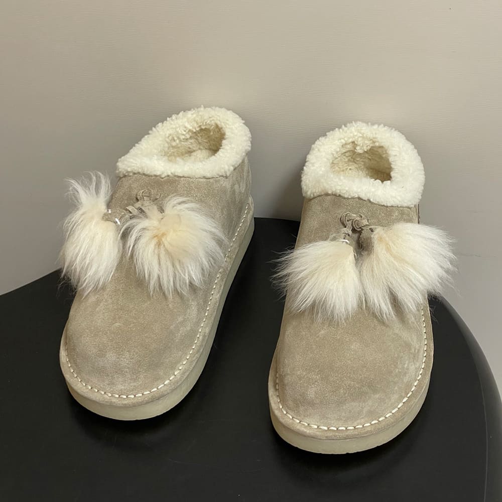 M1um1u Suede and shearling mules