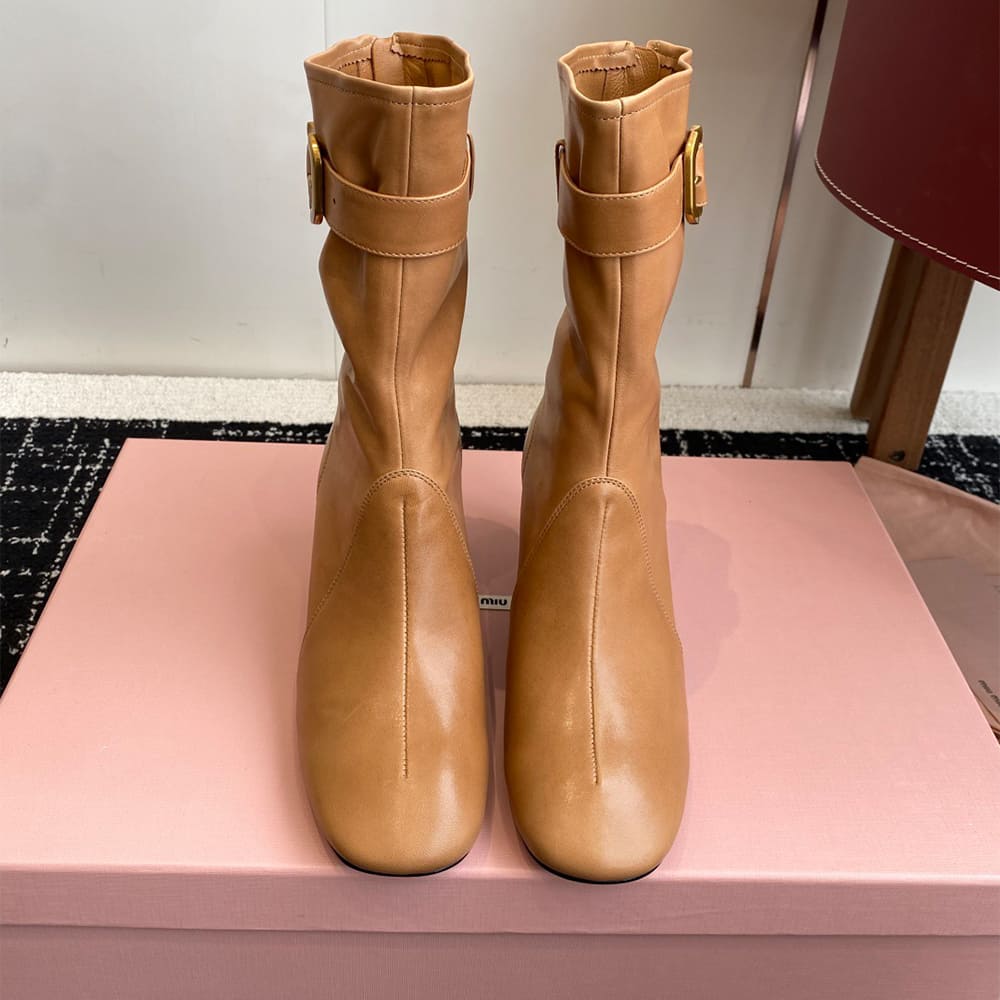 M1um1u Nappa leather booties