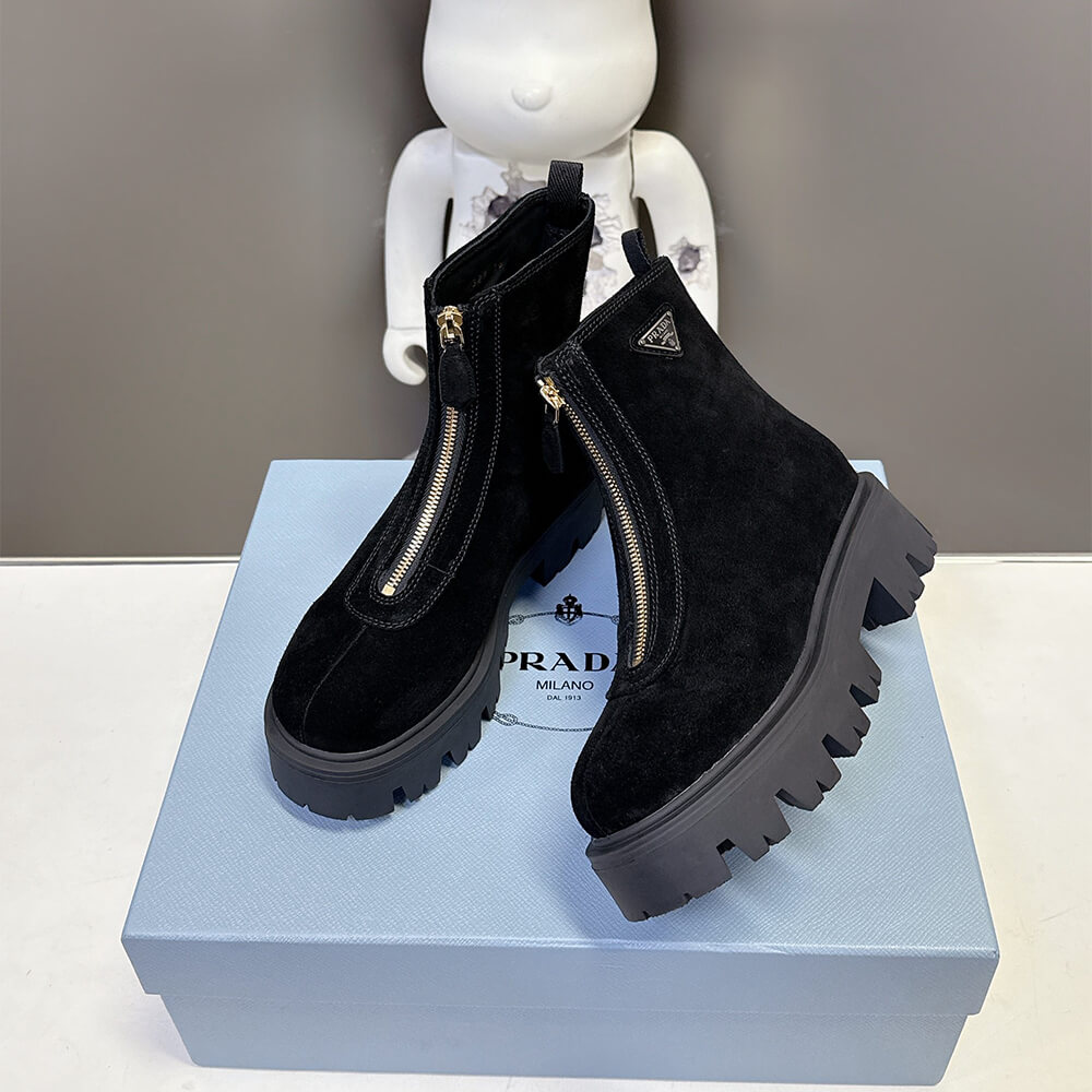 Pra*a Suede booties with zip