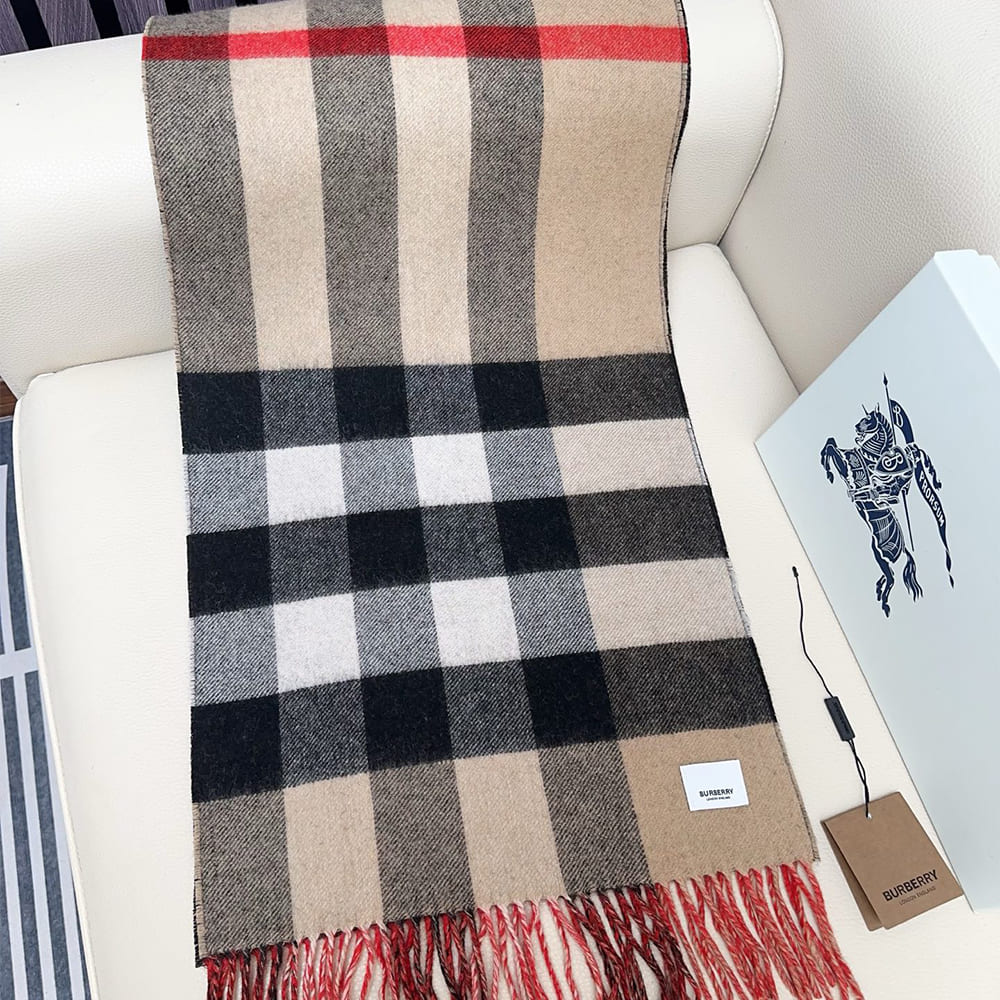 Bv*b*rry Reversible Check And Monogram Cashmere Scarf
