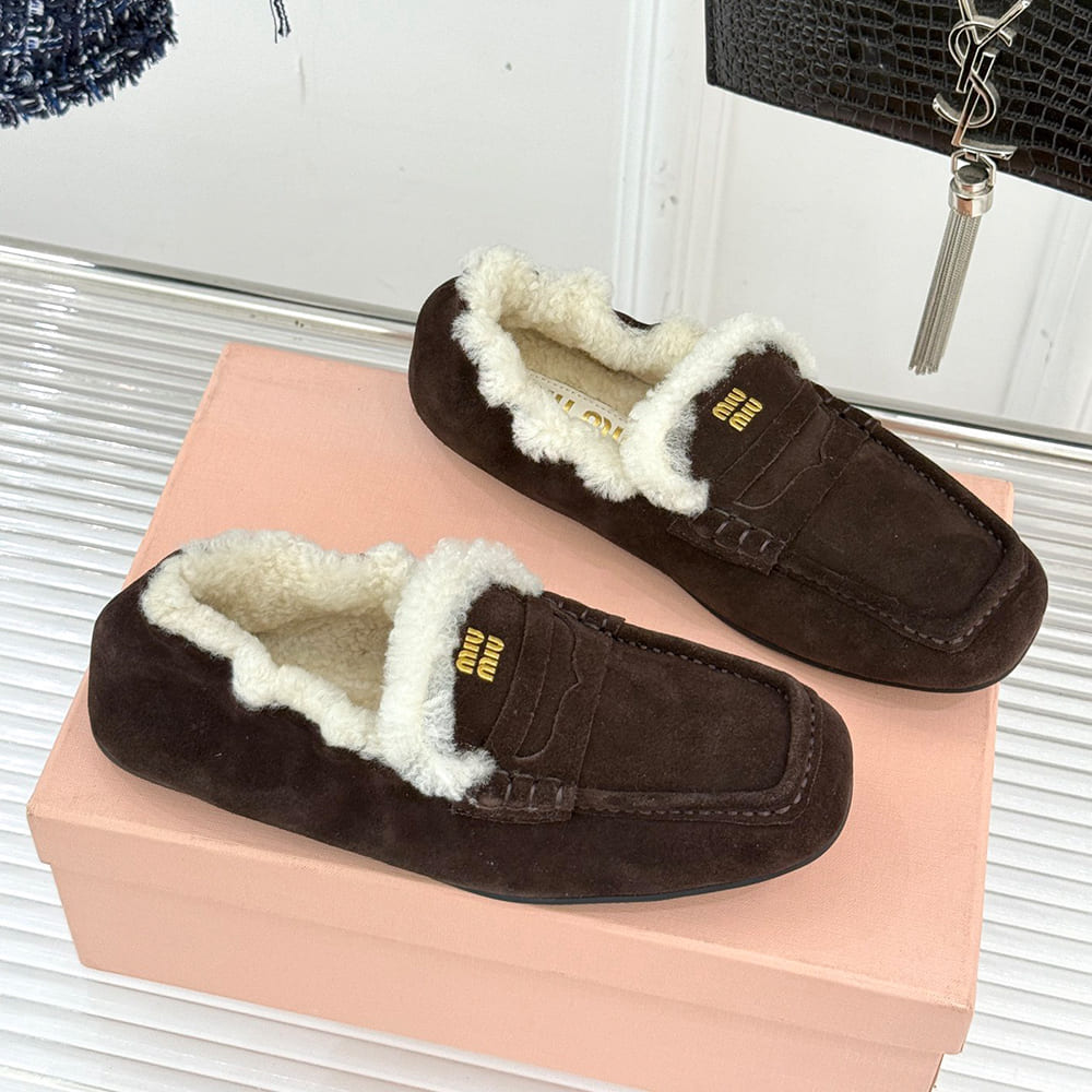 M1um1u Ruches suede loafers