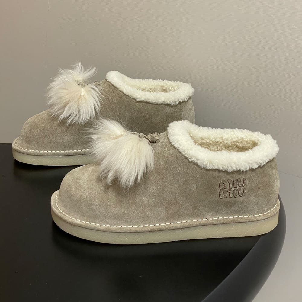 M1um1u Suede and shearling mules