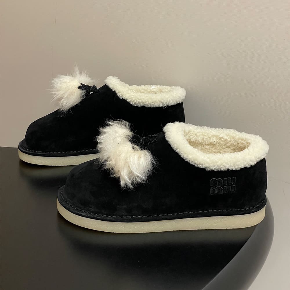 M1um1u Suede and shearling mules