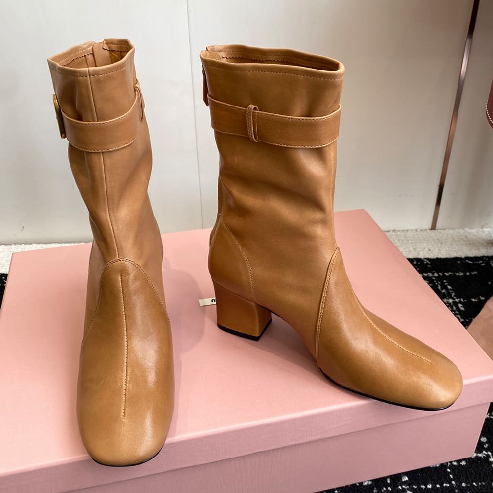 M1um1u Nappa leather booties