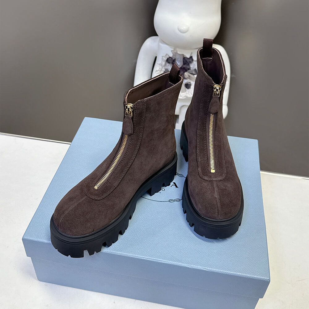 Pra*a Suede booties with zip