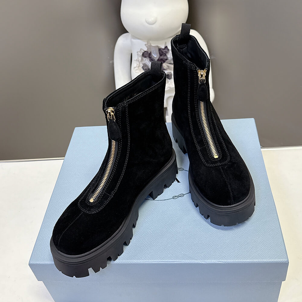 Pra*a Suede booties with zip