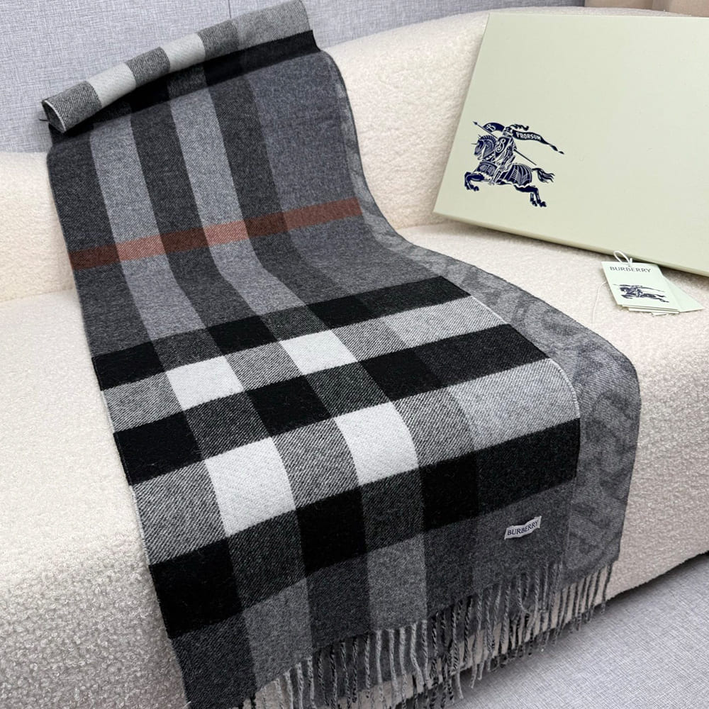 Bv*b*rry Reversible Check And Monogram Cashmere Scarf
