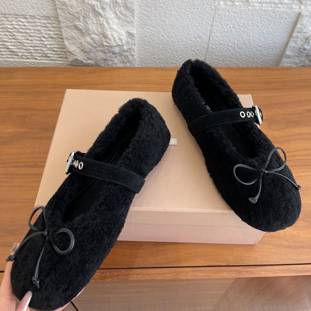 M1um1u Shearling ballerinas