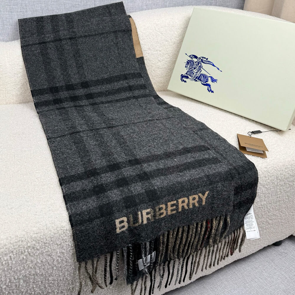 Bv*b*rry Contrast Check Cashmere Scarf