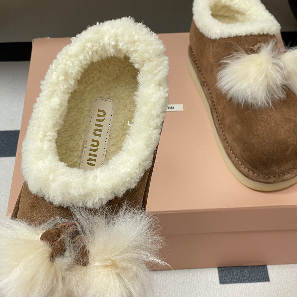 M1um1u Suede and shearling mules