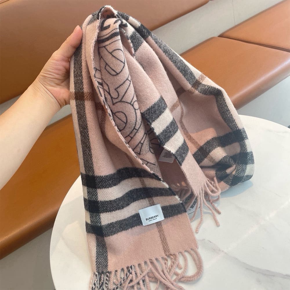 Bv*b*rry Reversible Check And Monogram Cashmere Scarf