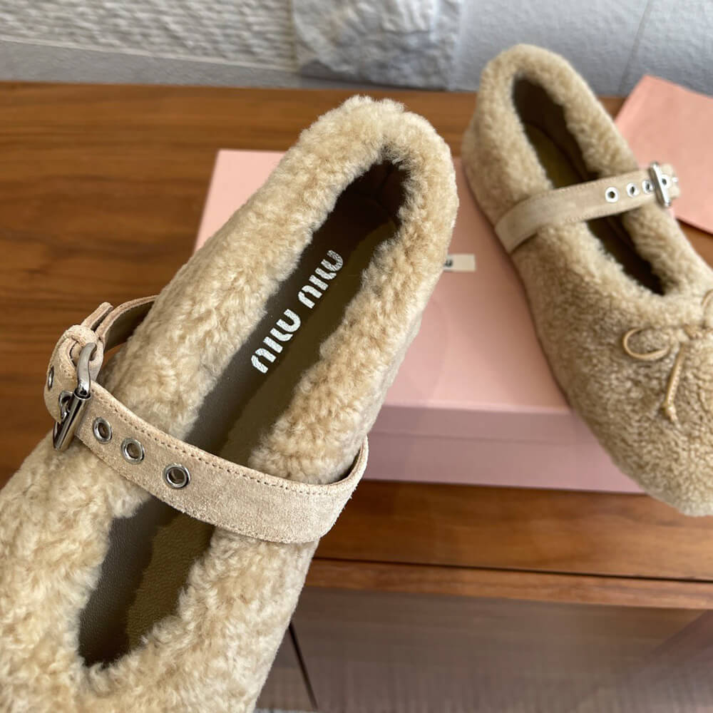 M1um1u Shearling ballerinas